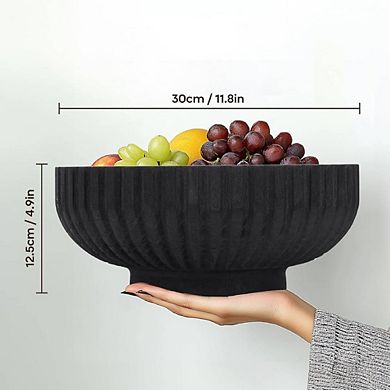 Black Wooden Fluted Decorative Bowl