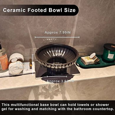 Stylish Black Ceramic Footed Decorative Bowl