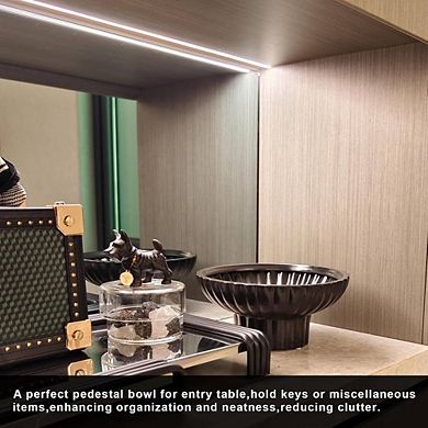 Stylish Black Ceramic Footed Decorative Bowl