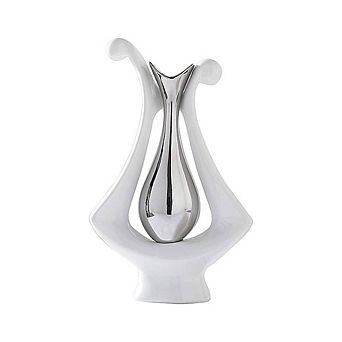 Silver White Ceramic Decorative Ornamental Vase