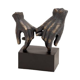 Weathered Patina Linked Hands Decorative Sculpture