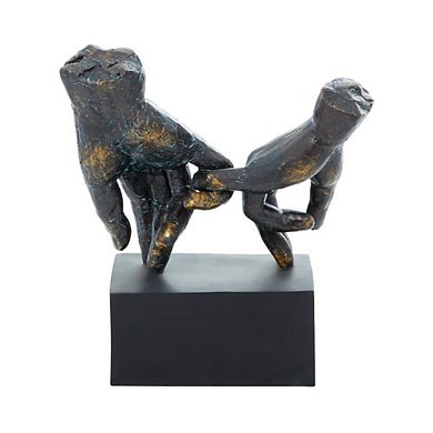 Weathered Patina Linked Hands Decorative Sculpture