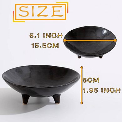 Multi-Purpose Black Ceramic Decorative Bowl