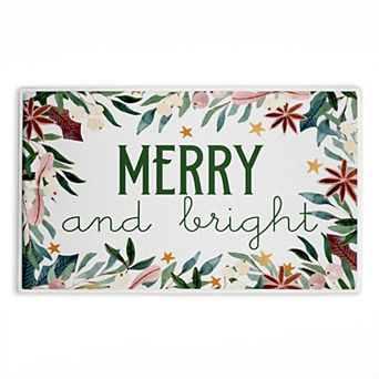 Stupell Home Decor Merry & Bright Seasonal Floral Bath Mat