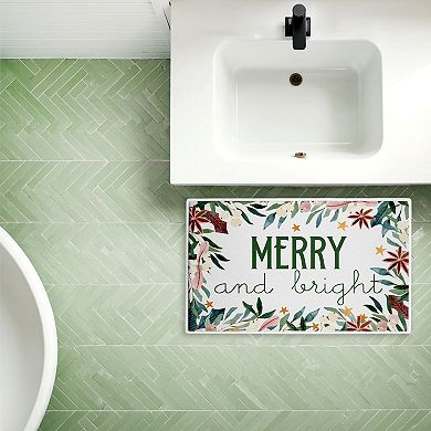 Stupell Home Decor Merry & Bright Seasonal Floral Bath Mat