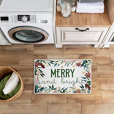 Stupell Home Decor Merry & Bright Seasonal Floral Bath Mat