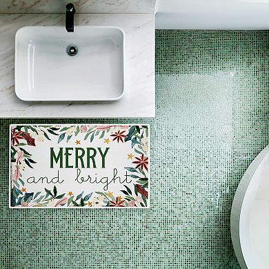 Stupell Home Decor Merry & Bright Seasonal Floral Bath Mat