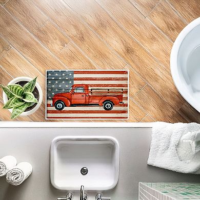 Stupell Home Decor Patriotic USA Flag Truck Decorative Bath Mat