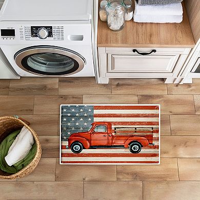 Stupell Home Decor Patriotic USA Flag Truck Decorative Bath Mat