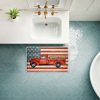 Stupell Home Decor Patriotic USA Flag Truck Decorative Bath Mat
