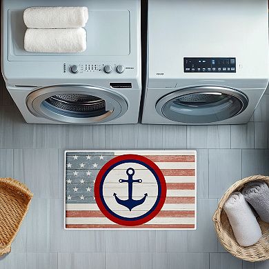 Stupell Home Decor American Flag & Anchor Decorative Bath Mat