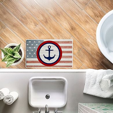 Stupell Home Decor American Flag & Anchor Decorative Bath Mat