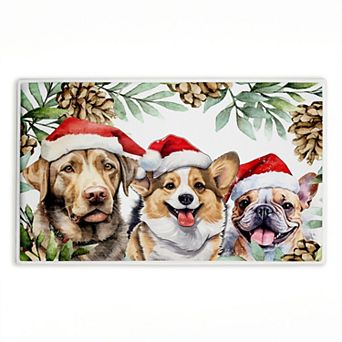 Stupell Home Decor Three Christmas Hat Dogs Decorative Bath Mat