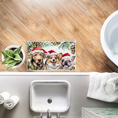 Stupell Home Decor Three Christmas Hat Dogs Decorative Bath Mat