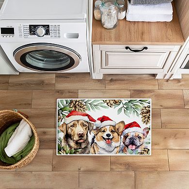 Stupell Home Decor Three Christmas Hat Dogs Decorative Bath Mat
