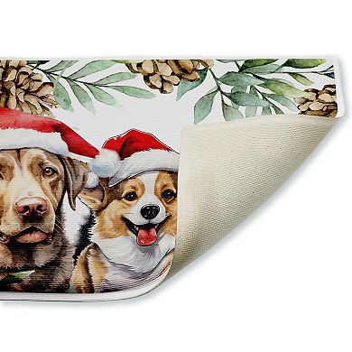 Stupell Home Decor Three Christmas Hat Dogs Decorative Bath Mat