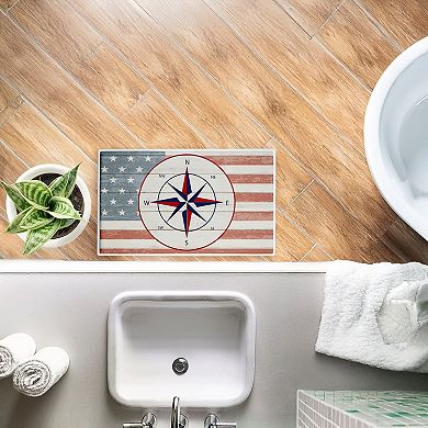 Stupell Home Decor American Flag & Compass Bath Mat