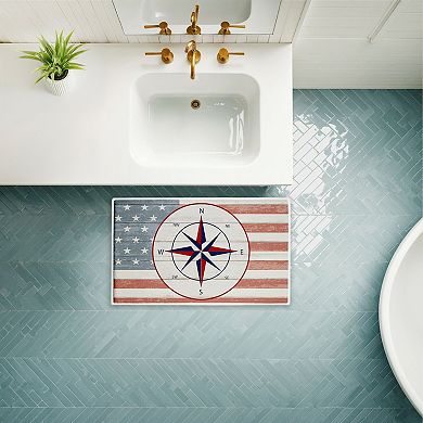 Stupell Home Decor American Flag & Compass Bath Mat