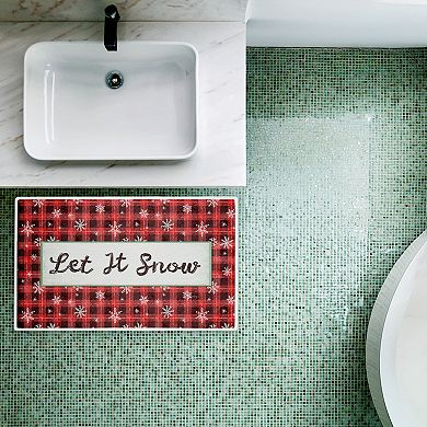 Stupell Home Decor Let It Snow Plaid Decorative Bath Mat