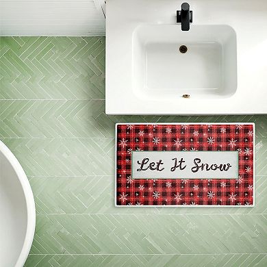 Stupell Home Decor Let It Snow Plaid Decorative Bath Mat