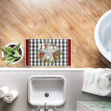 Stupell Home Decor Gingham & Floral Star Shape Decorative Bath Mat