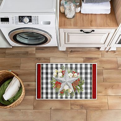 Stupell Home Decor Gingham & Floral Star Shape Decorative Bath Mat