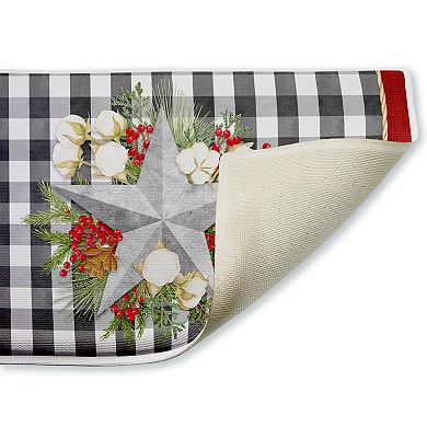 Stupell Home Decor Gingham & Floral Star Shape Decorative Bath Mat