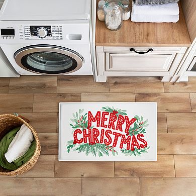Stupell Home Decor Merry Christmas Seasonal Greenery Decorative Bath Mat