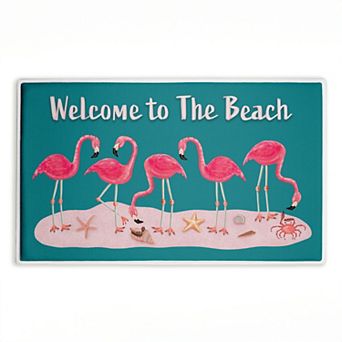 Stupell Home Decor Flamingo Beach Greetings Bath Mat