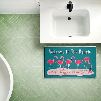 Stupell Home Decor Flamingo Beach Greetings Bath Mat