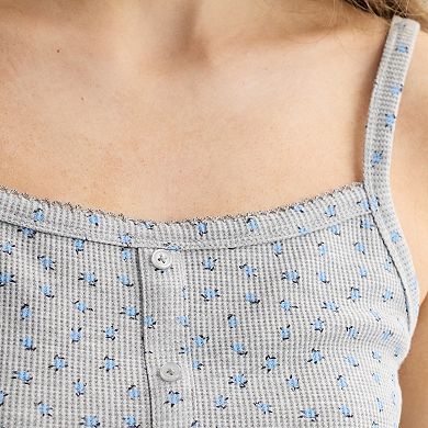 Juniors' Pink Republic Button-Front Lounge Pajama Tank Top