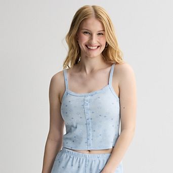 Juniors' Pink Republic Button-Front Lounge Pajama Tank Top