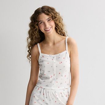 Juniors' Pink Republic Button-Front Lounge Pajama Tank Top