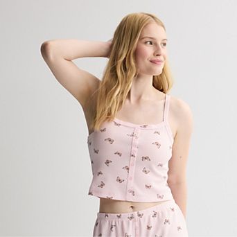 Juniors' Pink Republic Button-Front Lounge Pajama Tank Top