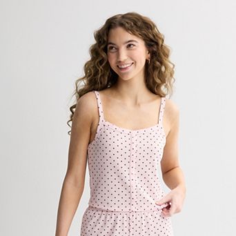 Juniors' Pink Republic Button-Front Lounge Pajama Tank Top