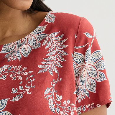 Women's Croft & Barrow® Drapey Short Sleeve Crew Top
