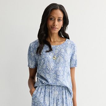 Women's Croft & Barrow® Drapey Short Sleeve Crew Top