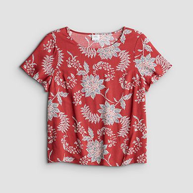 Petite Croft & Barrow® Drapey Short Sleeve Crew Top