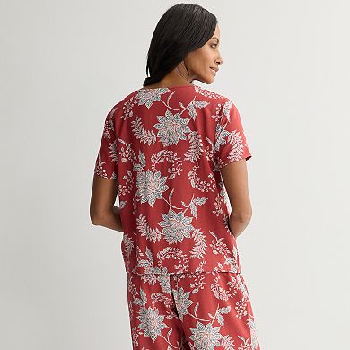 Petite Croft & Barrow® Drapey Short Sleeve Crew Top
