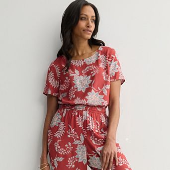 Petite Croft & Barrow® Drapey Short Sleeve Crew Top