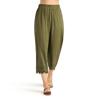 Women's AB Studio Eyelet Scallop Ankle Hem Pull-On Pants