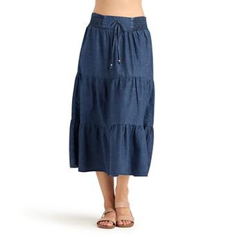Women's AB Studio Smocked Waist Tiered Skirt