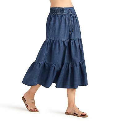 Women's AB Studio Smocked Waist Tiered Skirt