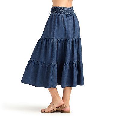 Women's AB Studio Smocked Waist Tiered Skirt