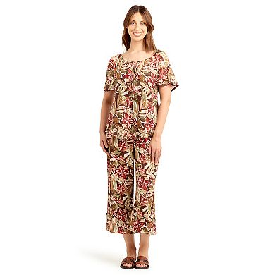 Women's AB Studio Flutter Sleeve Mesh Peasant Top