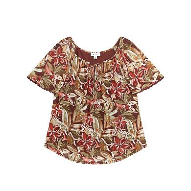 Women's AB Studio Flutter Sleeve Mesh Peasant Top