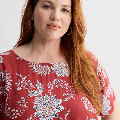 Plus Size Croft & Barrow® Drape Short Sleeve Crew Top