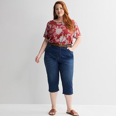 Plus Size Croft & Barrow® Drape Short Sleeve Crew Top