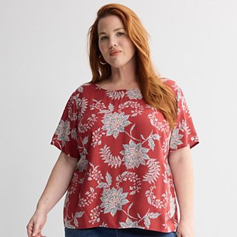 Plus Size Croft & Barrow® Drape Short Sleeve Crew Top