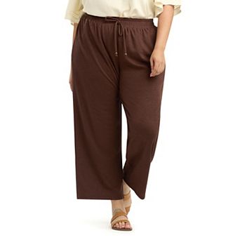 Plus Size AB Studio Wide Leg Pull-On Drawstring Pants